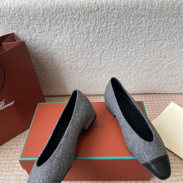 BALLET IN GREY TWEED MIX BLACK LAMBSKIN