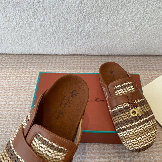 BUBBLE IN MULTICOLOR RAFFIA MIX BROWN LAMBSKIN GOLD HARDWARE