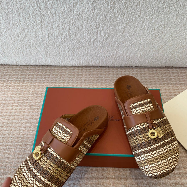 BUBBLE IN MULTICOLOR RAFFIA MIX BROWN LAMBSKIN GOLD HARDWARE