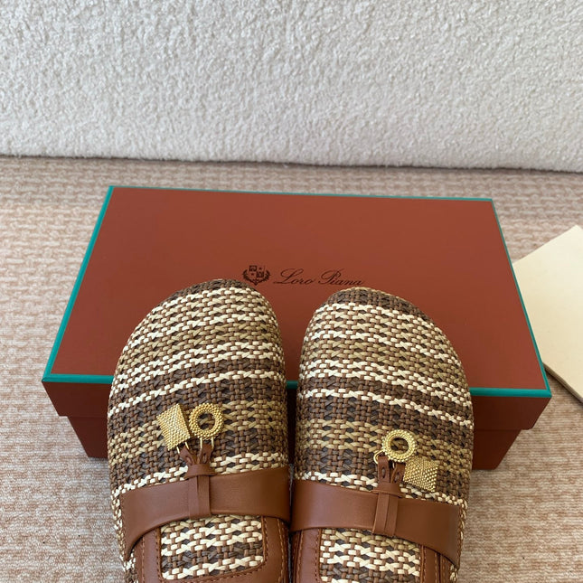 BUBBLE IN MULTICOLOR RAFFIA MIX BROWN LAMBSKIN GOLD HARDWARE