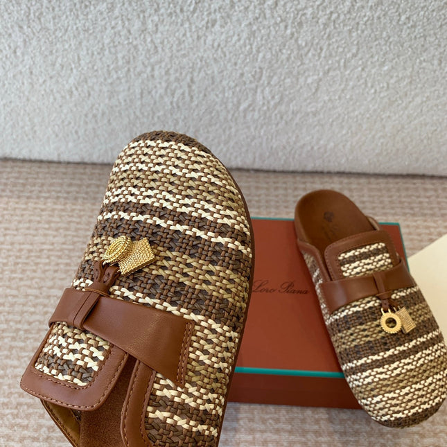 BUBBLE IN MULTICOLOR RAFFIA MIX BROWN LAMBSKIN GOLD HARDWARE