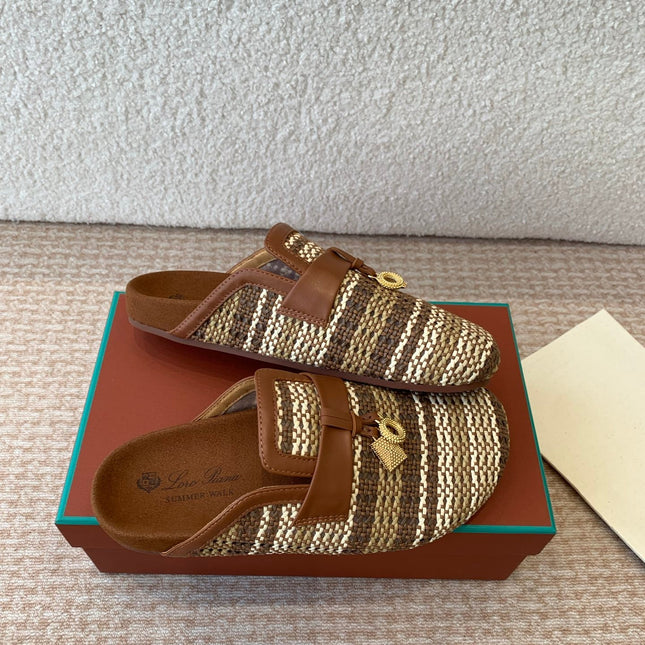 BUBBLE IN MULTICOLOR RAFFIA MIX BROWN LAMBSKIN GOLD HARDWARE