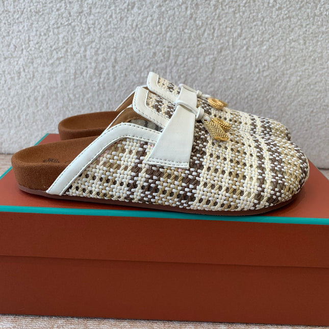 BUBBLE IN MULTICOLOR RAFFIA MIX WHITE LAMBSKIN GOLD HARDWARE