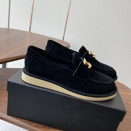 CC LOAFERS IN BLACK SUEDE GOLD HARDWARE