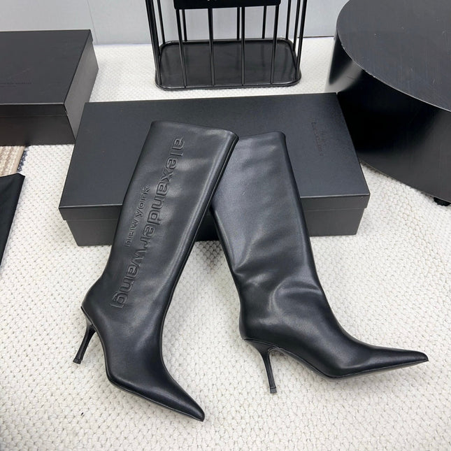 KNEE HIGH BOOTS 85 MM IN BLACK CALFSKIN