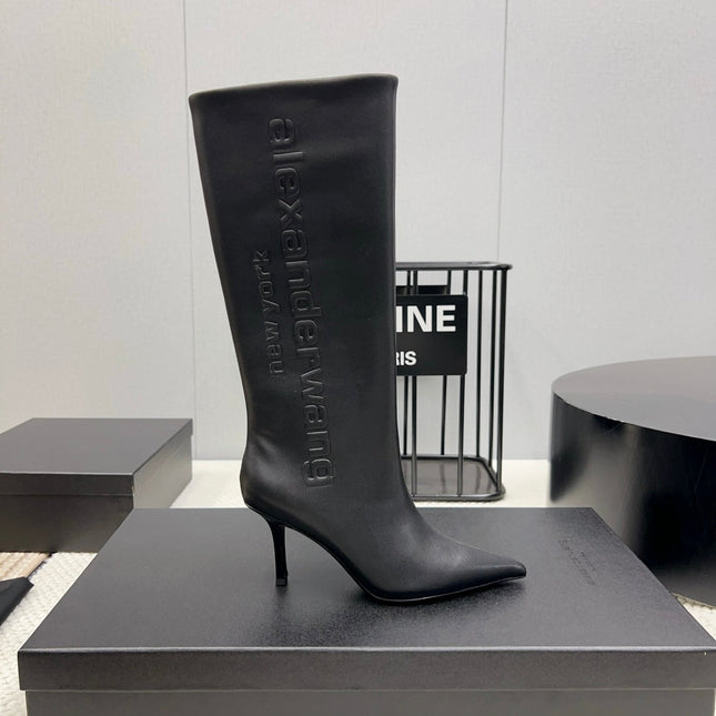 KNEE HIGH BOOTS 85 MM IN BLACK CALFSKIN