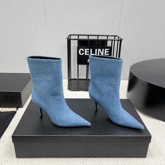 HIGH HEEL 85 MM IN CERULEAN BLUE DENIM FABRIC