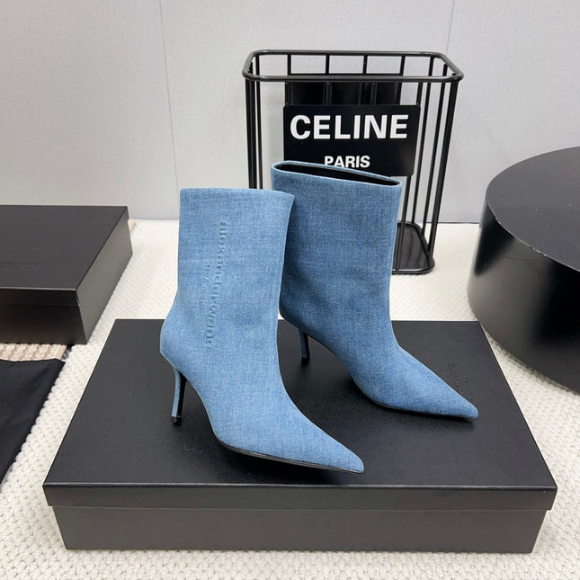 HIGH HEEL 85 MM IN CERULEAN BLUE DENIM FABRIC