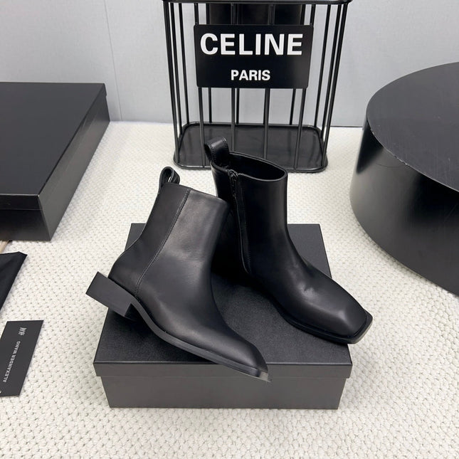 SHORT BOOTS 35 MM IN BLACK CALFSKIN