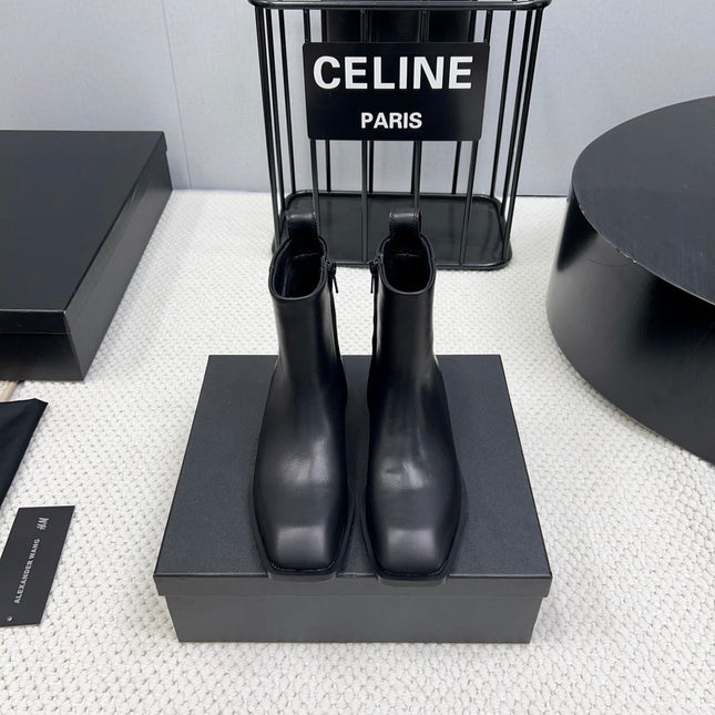 SHORT BOOTS 35 MM IN BLACK CALFSKIN
