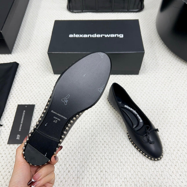 LINA BALLCHAIN FLAT IN BLACK LAMBSKIN