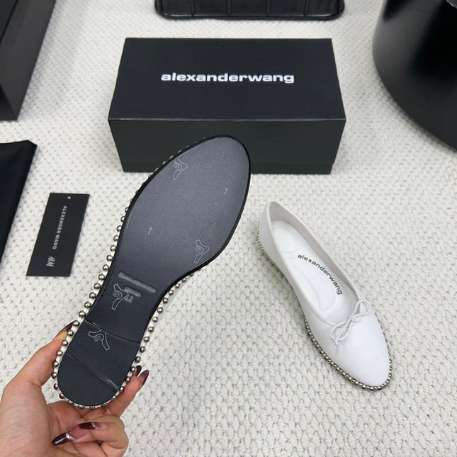 LINA BALLCHAIN FLAT IN WHITE LAMBSKIN