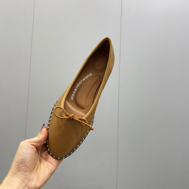 LINA BALLCHAIN FLAT IN CIDER BROWN LAMBSKIN