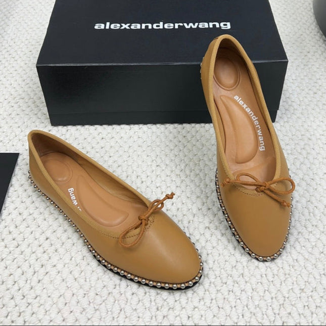 LINA BALLCHAIN FLAT IN CIDER BROWN LAMBSKIN