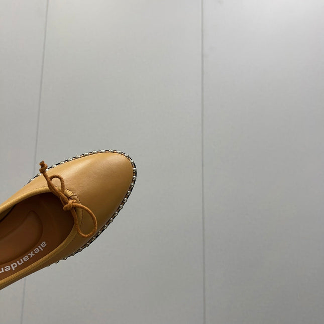 LINA BALLCHAIN FLAT IN CIDER BROWN LAMBSKIN
