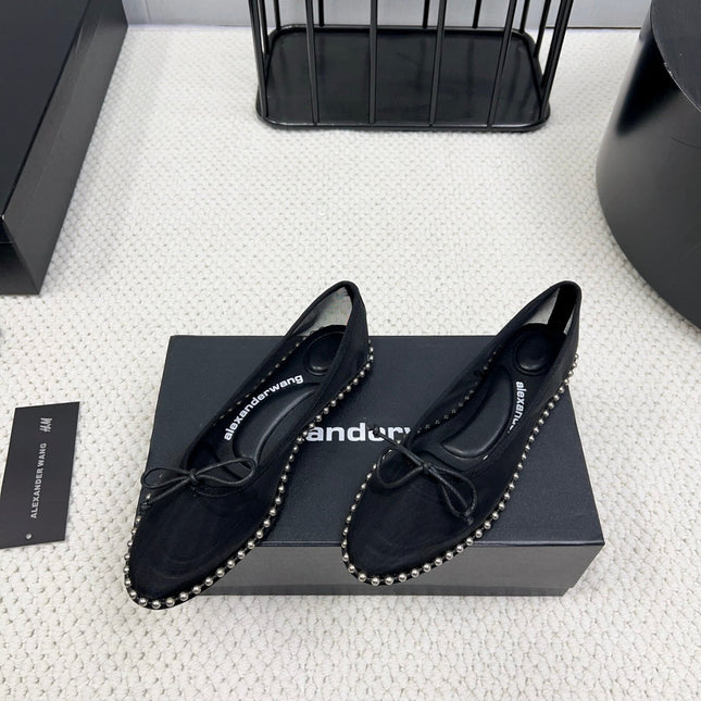 LINA BALLCHAIN FLAT IN BLACK MESH