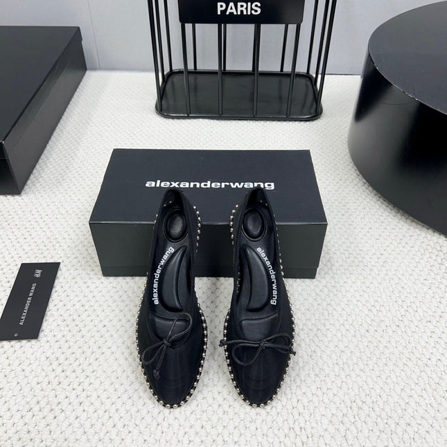 LINA BALLCHAIN FLAT IN BLACK MESH