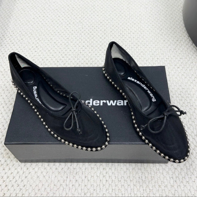 LINA BALLCHAIN FLAT IN BLACK MESH