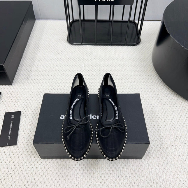 LINA BALLCHAIN FLAT IN BLACK MESH