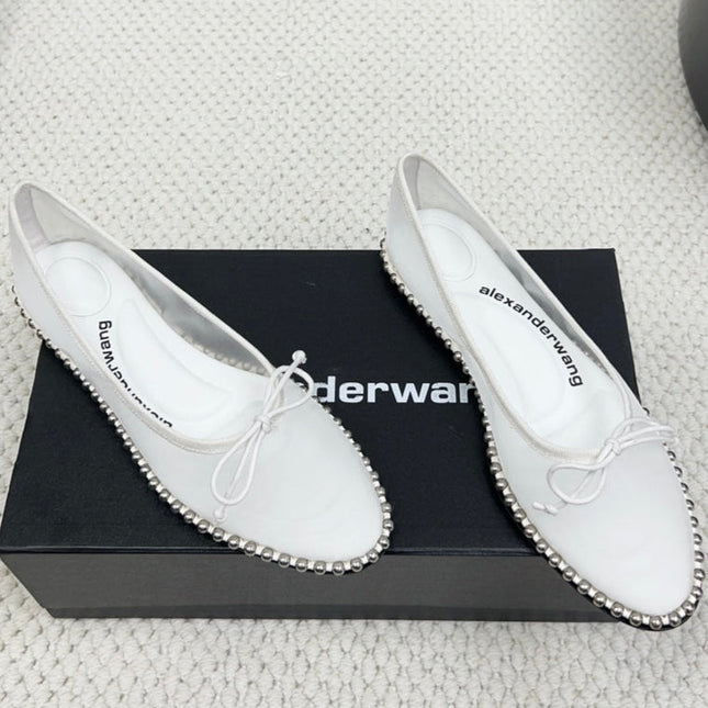 LINA BALLCHAIN FLAT IN WHITE MESH