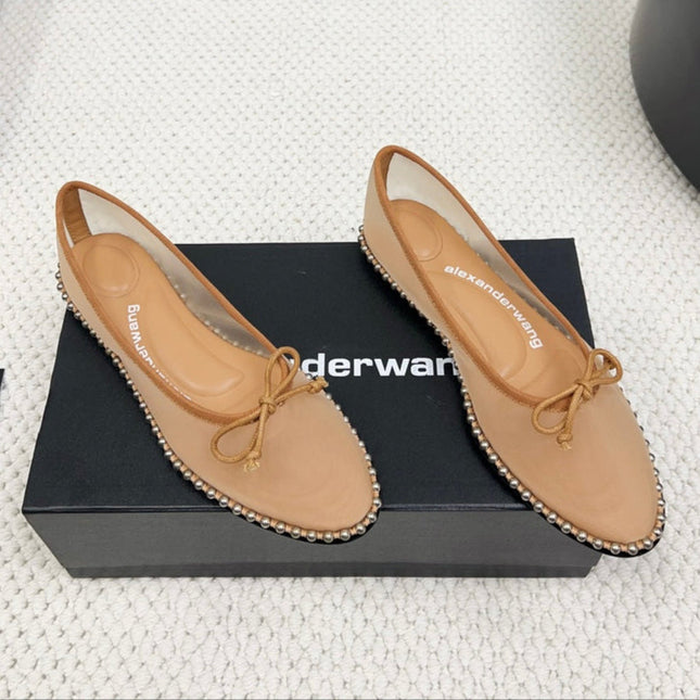 LINA BALLCHAIN FLAT IN PEANUT BROWN MESH