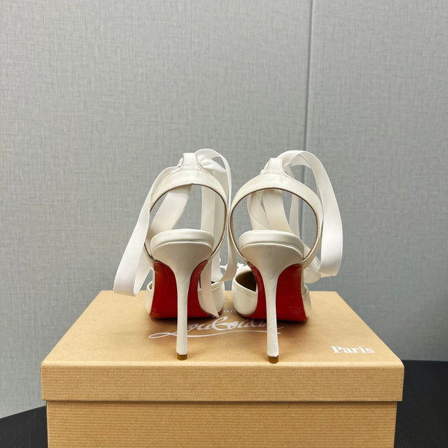 CASSIA LACE UP 100MM IN WHITE SATIN