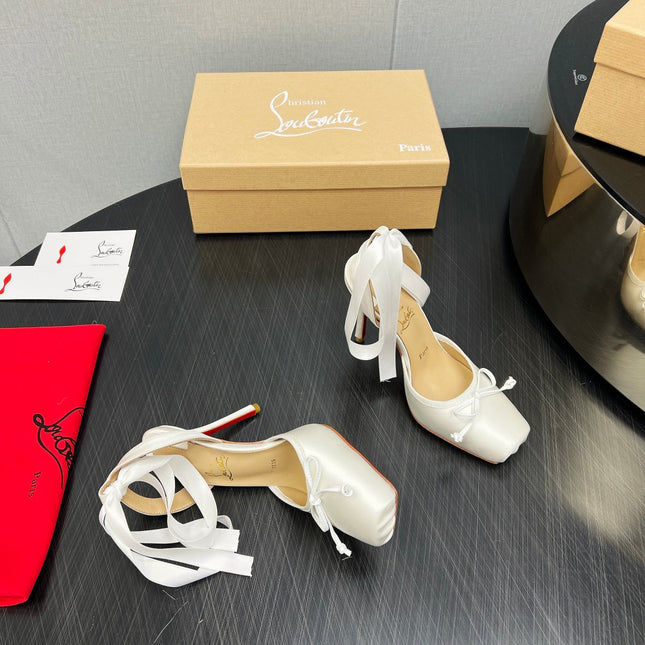 CASSIA LACE UP 100MM IN WHITE SATIN