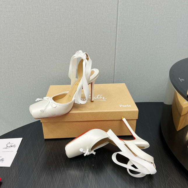 CASSIA LACE UP 100MM IN WHITE SATIN