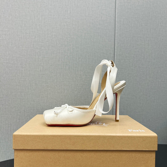 CASSIA LACE UP 100MM IN WHITE SATIN