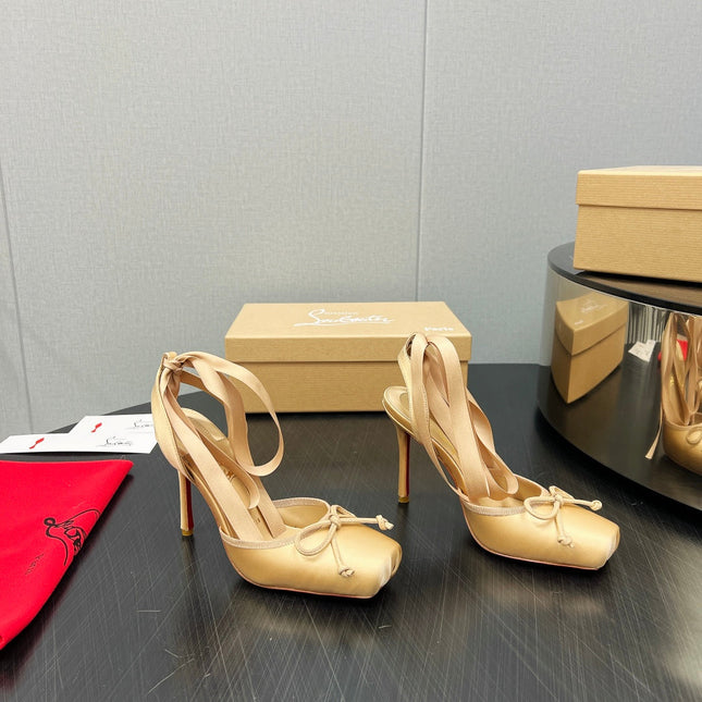 CASSIA LACE UP 100MM IN BROWN SATIN