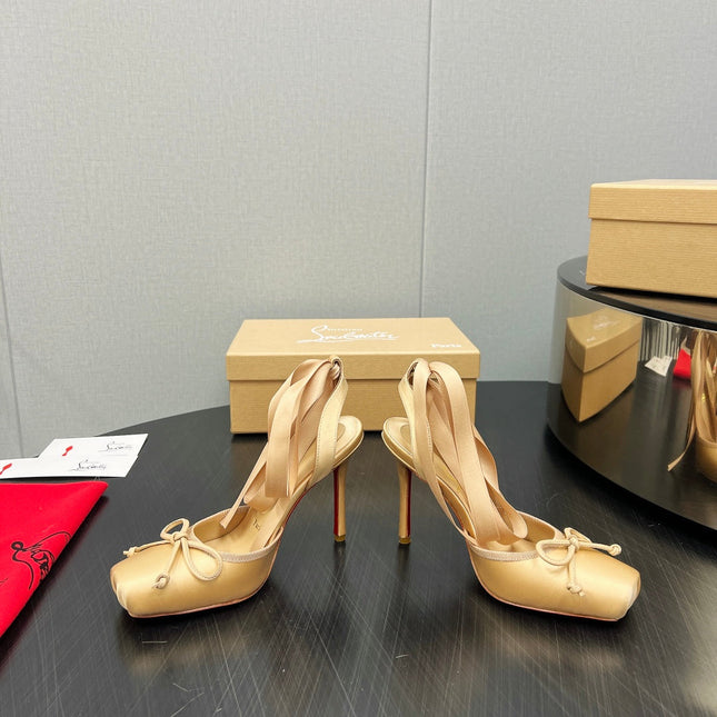 CASSIA LACE UP 100MM IN BROWN SATIN