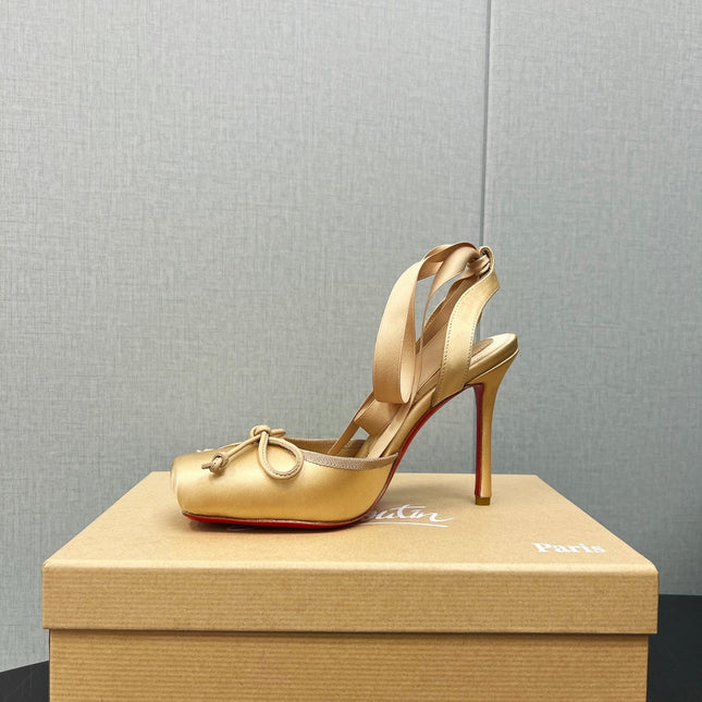 CASSIA LACE UP 100MM IN BROWN SATIN