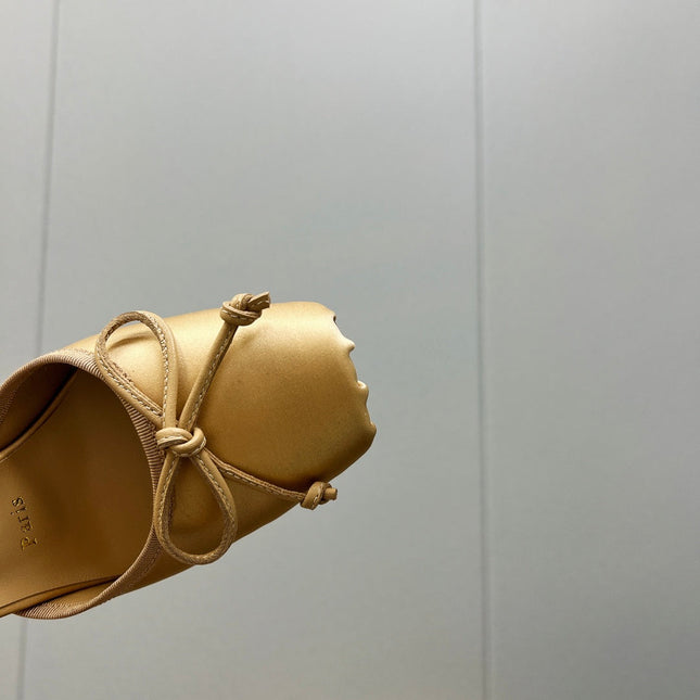 CASSIA LACE UP 100MM IN BROWN SATIN