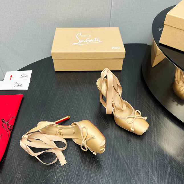 CASSIA LACE UP 100MM IN BROWN SATIN