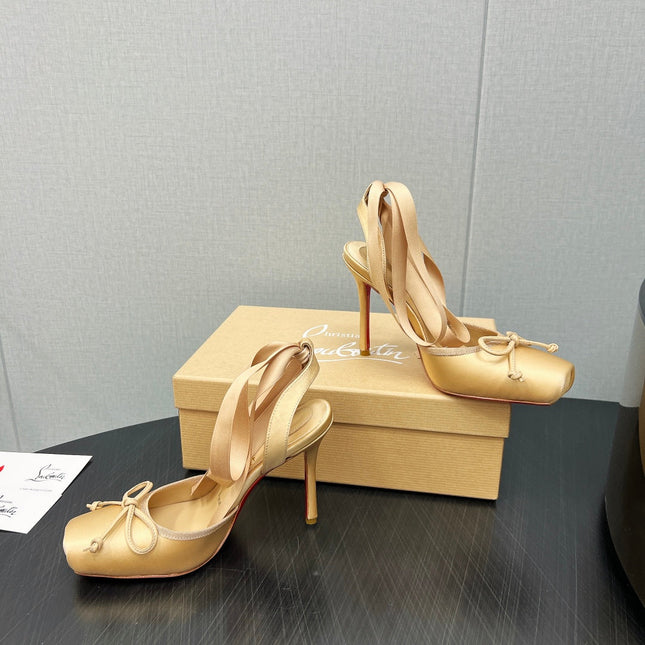 CASSIA LACE UP 100MM IN BROWN SATIN