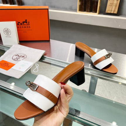 GIGI 50 SANDAL TAWNY MIX WHITE CALFSKIN