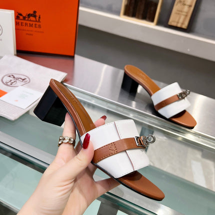 GIGI 50 SANDAL TAWNY MIX WHITE CALFSKIN