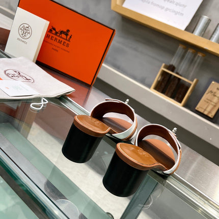 GIGI 50 SANDAL TAWNY MIX WHITE CALFSKIN