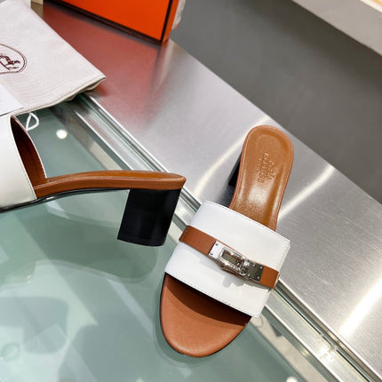 GIGI 50 SANDAL TAWNY MIX WHITE CALFSKIN