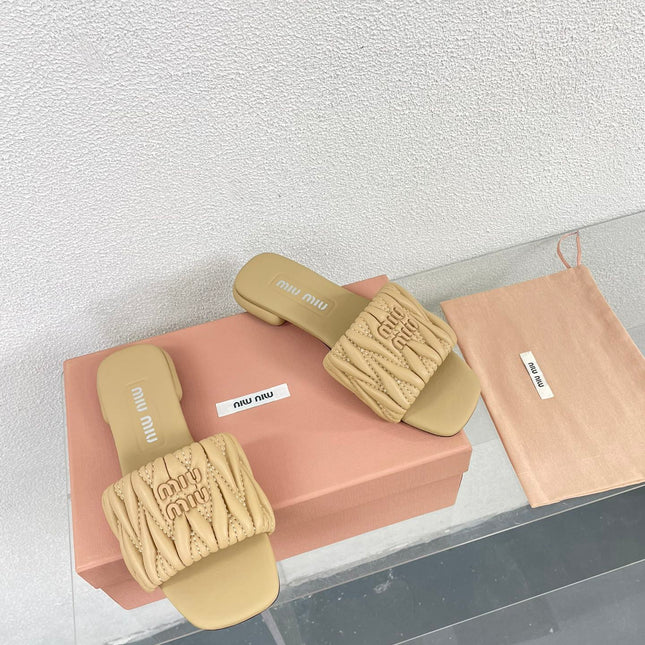 Women's Apricot Leather Slippers