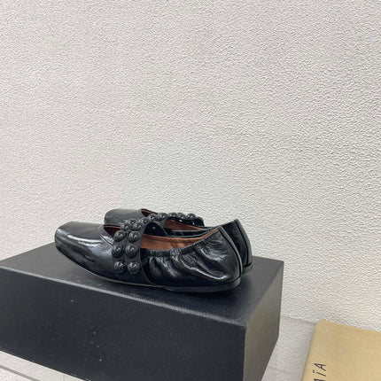 ALAIA MARY JANE PEARL IN GLOSSY BLACK LAMBSKIN