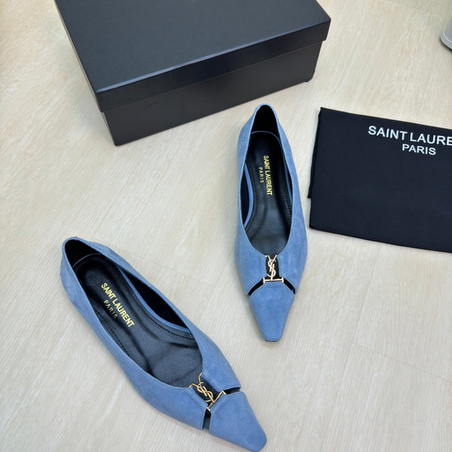 BABYLONE BALLET FLAT IN SKY BLUE SUEDE