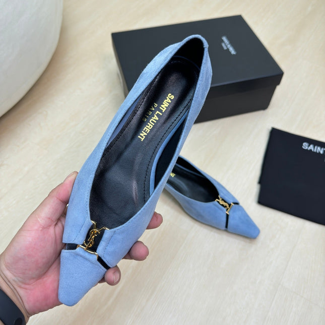 BABYLONE BALLET FLAT IN SKY BLUE SUEDE