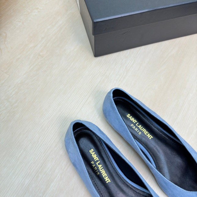 BABYLONE BALLET FLAT IN SKY BLUE SUEDE