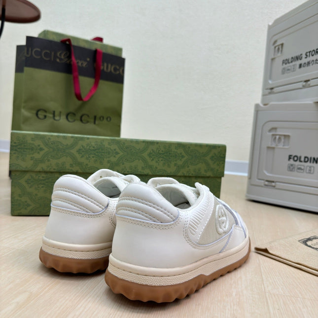 GG INTERLOCKING G SNEAKER WHITE BEIGE CALFSKIN AND FABRIC