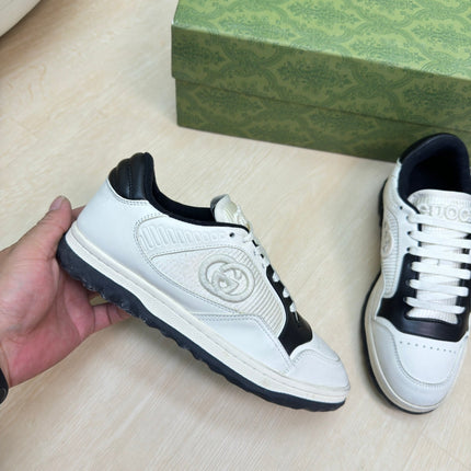 GG INTERLOCKING G SNEAKER BLACK WHITE CALFSKIN AND FABRIC