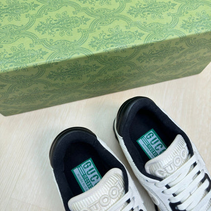 GG INTERLOCKING G SNEAKER BLACK WHITE CALFSKIN AND FABRIC