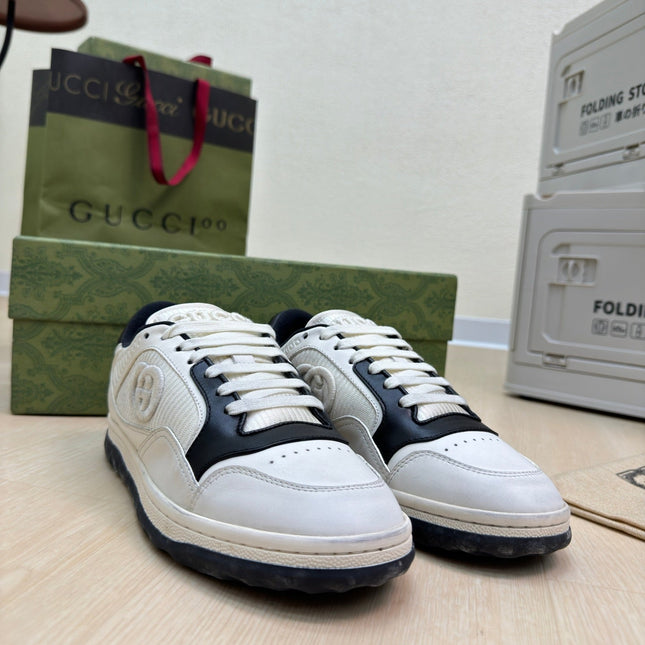 GG INTERLOCKING G SNEAKER BLACK WHITE CALFSKIN AND FABRIC