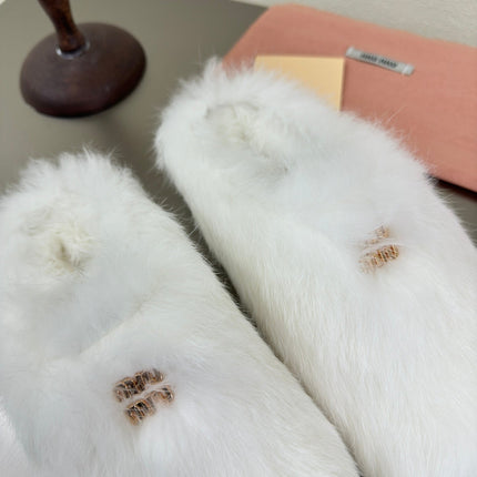WHITE RABBIT FUR MULES