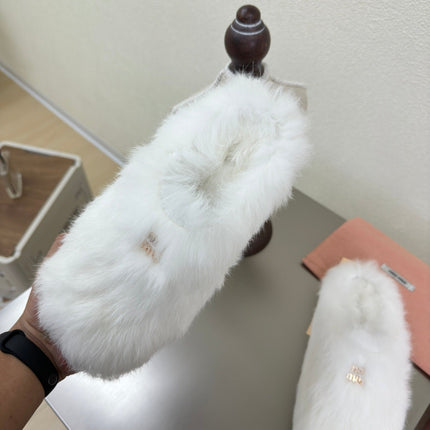 WHITE RABBIT FUR MULES